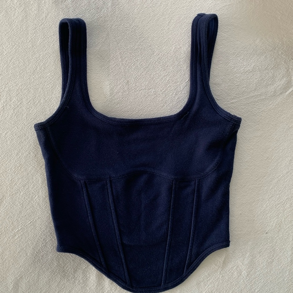 Victorias Secret corset tank. Navy blue, size small, excellent condition!
